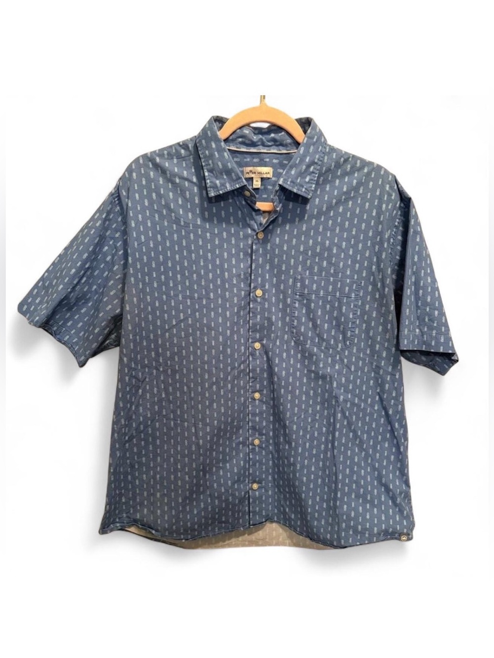 Peter Millar Skull Pineapple Tiki Print Button Up Shirt XL Vacation Preppy Golf
